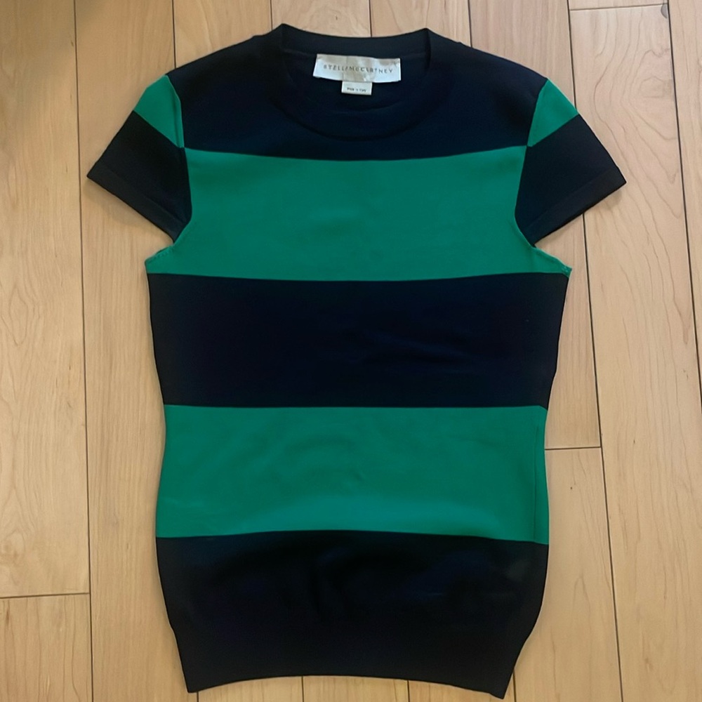 Stella McCartney Main Line cap-sleeved, form fitting, striped T shirt
